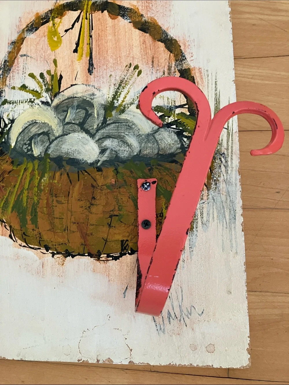 Hand Painted Wood Wall Panels With Hooks. Ready to Hang